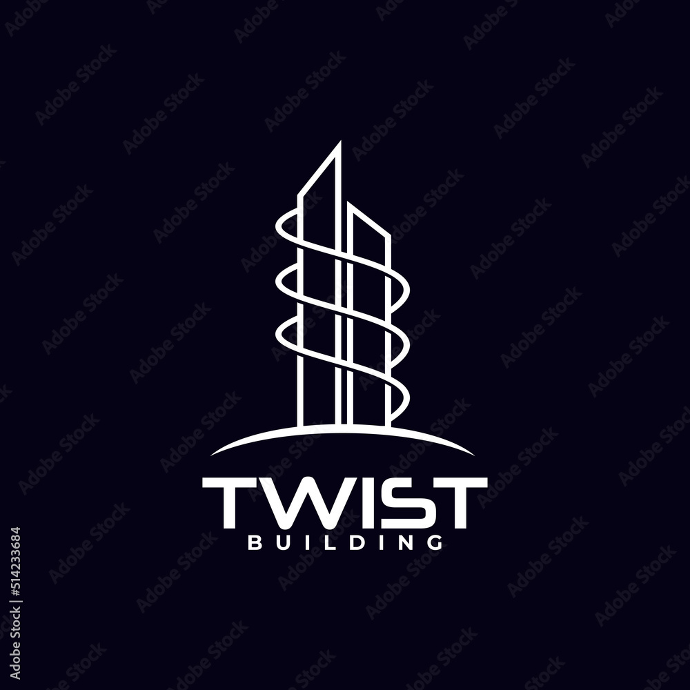 Twist swirl building hotel logo design Twist swirl building hotel logo design