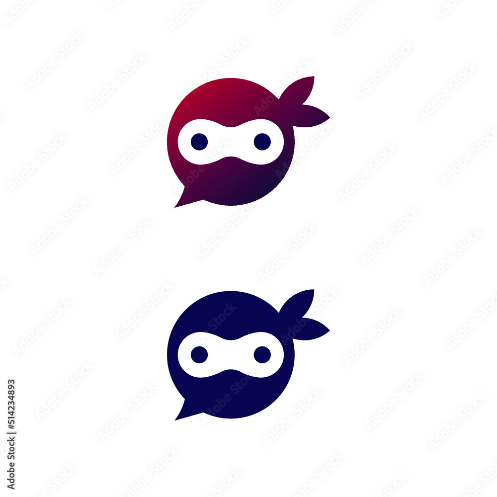 ninja chat simple logo vector illustration design template