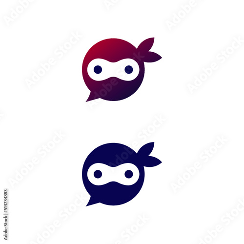 ninja chat simple logo vector illustration design template