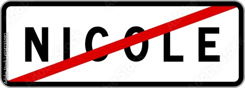 Tableau sur toile Panneau sortie ville agglomération Nicole / Town exit sign Nicole