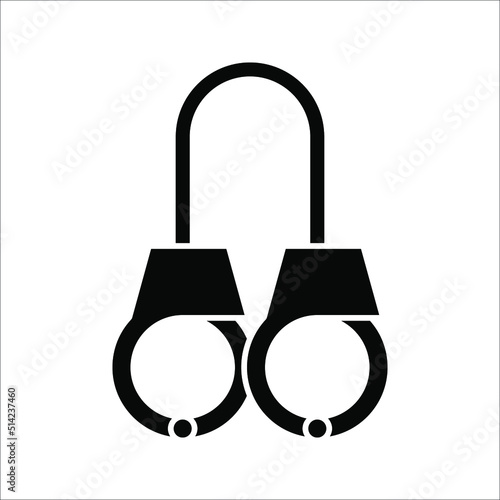 Handcuff icon, Vector illustration on white background. Handcuff, Police Equipment sign design template for web and mobile UI element