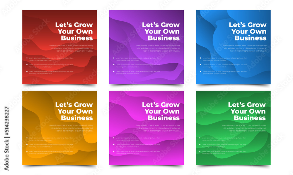 set of colorful square banners template design. Usable for social media post, card, and web.