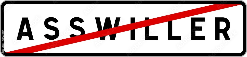 Panneau sortie ville agglomération Asswiller / Town exit sign Asswiller Panneau sortie ville agglomération Asswiller / Town exit sign Asswiller