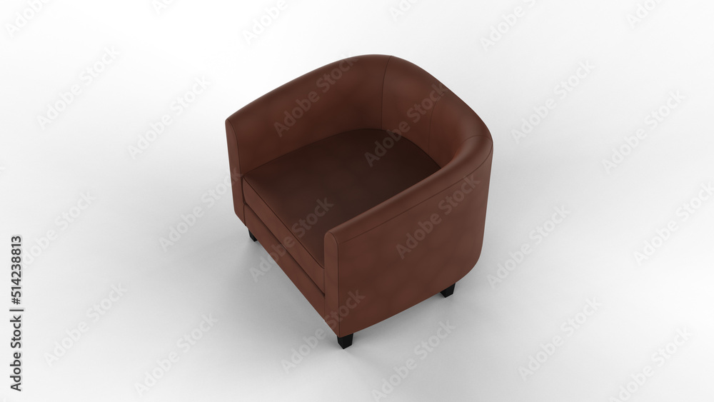 leather chair top view with shadow 3d render leather chair top view with shadow 3d render