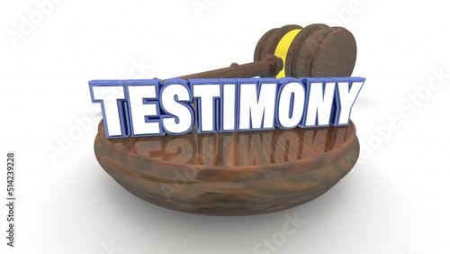 Testimony Judge Gavel Court Hearing Witness Statement Evidence 3d Animation photo