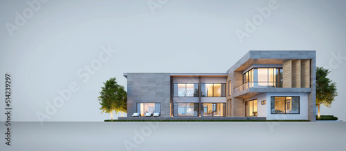 Luxury modern house isolated on white background,Concept for real estate or property.3d rendering photo