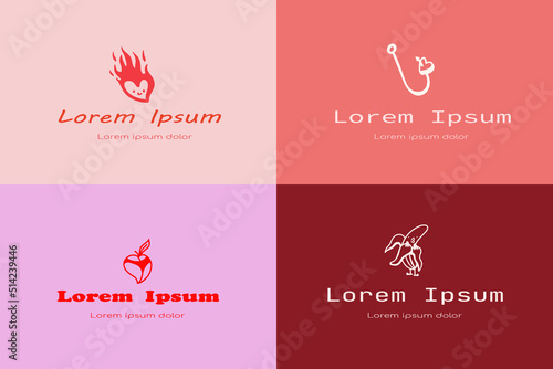 Logo set illustration minimalistic for adult store,sex shop logo