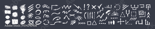Set of web icons and design elements. Hand drawing icons.