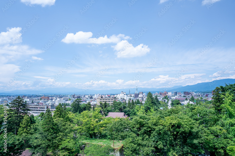 福島県福島県会津若松市の鶴ヶ城展望からの景色