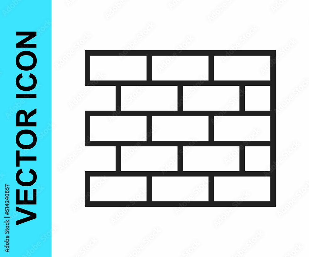 Black line Bricks icon isolated on white background. Vector Black line Bricks icon isolated on white background. Vector