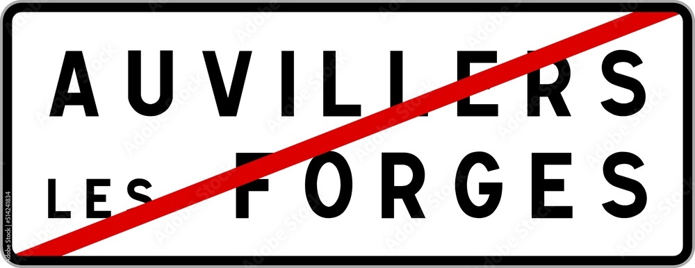 Panneau sortie ville agglomération Auvillers-les-Forges / Town exit sign Auvillers-les-Forges Panneau sortie ville agglomération Auvillers-les-Forges / Town exit sign Auvillers-les-Forges