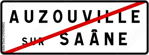 Panneau sortie ville agglomération Auzouville-sur-Saâne / Town exit sign Auzouville-sur-Saâne