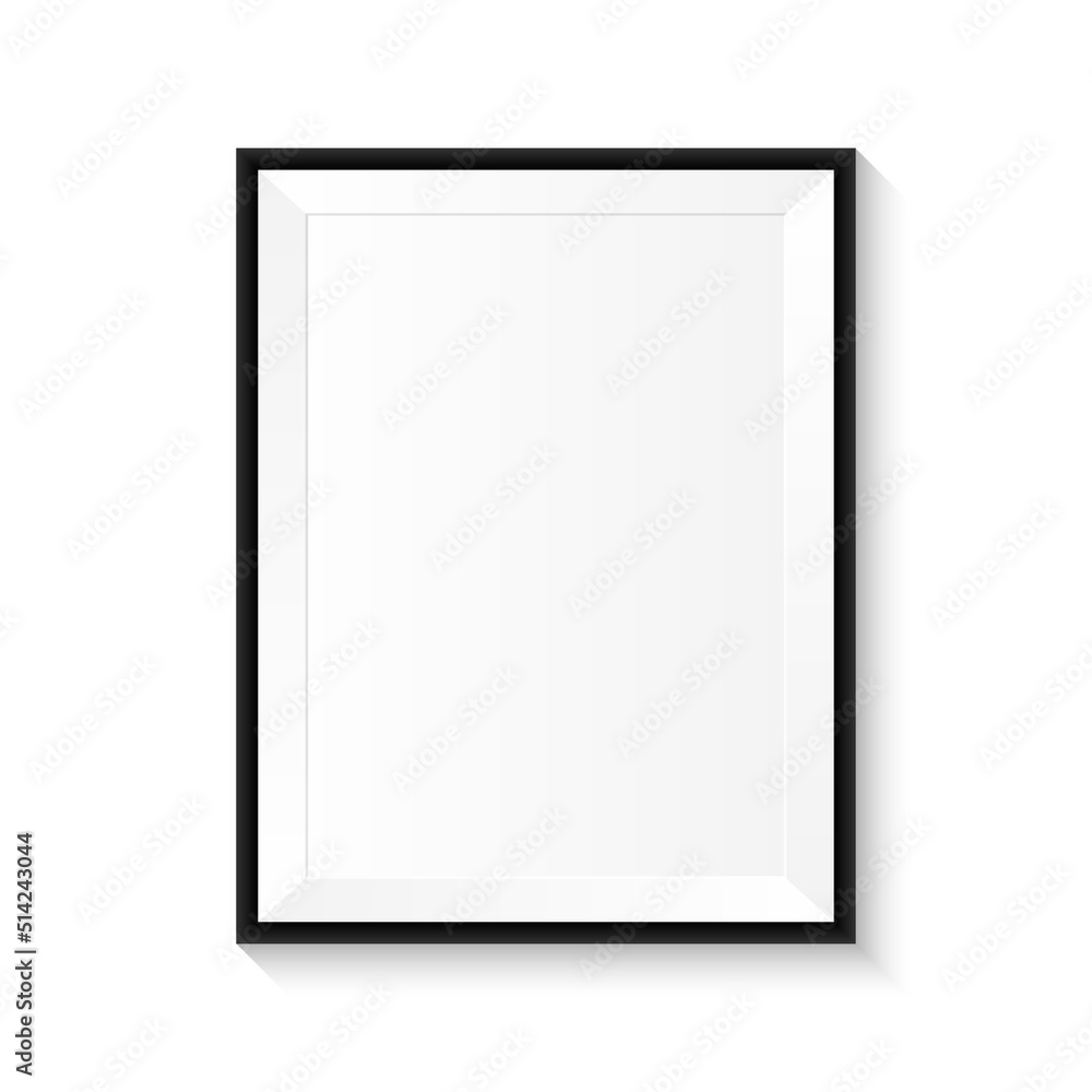 Realistic black frame template isolated on white background. Empty photo frame. vector illustration.