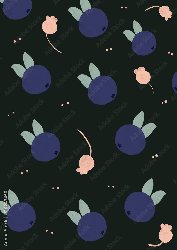 Pattern with the image of blueberries Pattern with the image of blueberries
