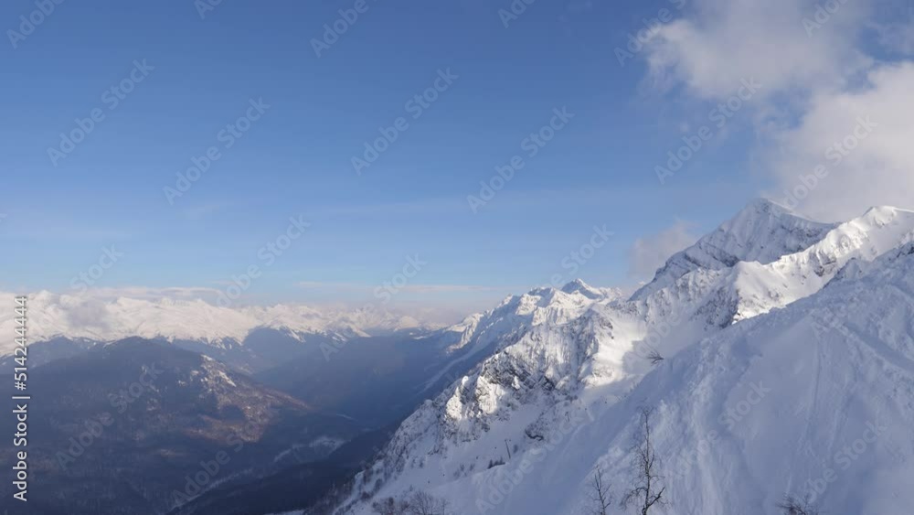 Picturesque Mountain Landscape Of Winter Day With Snow Capped Peaks Picturesque Mountain Landscape Of Winter Day With Snow Capped Peaks