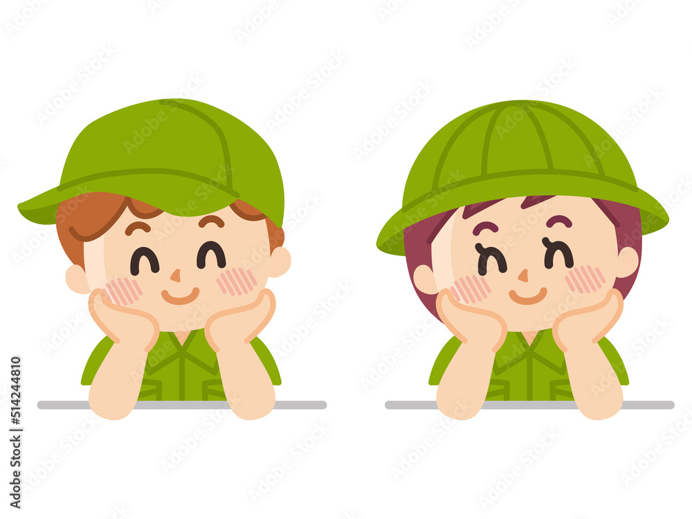 リラックスする探検隊の子供　ボーイスカウト　冒険　アウトドア