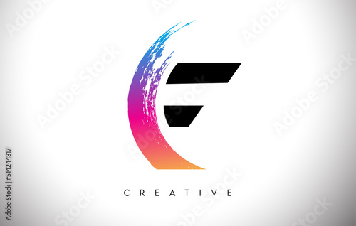 F Brush Stroke Artistic Letter Logo Design with Creative Modern Look Vector and Vibrant Colors