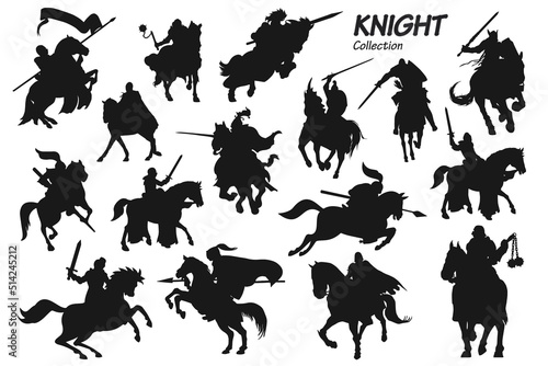 knight on horse silhouettes