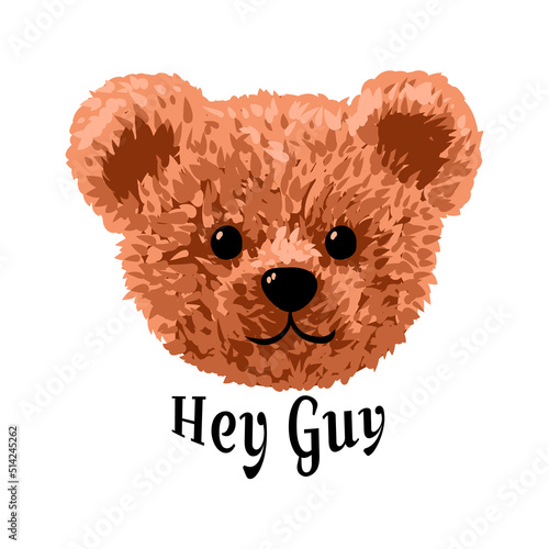 cute bear head toy style with slogan 