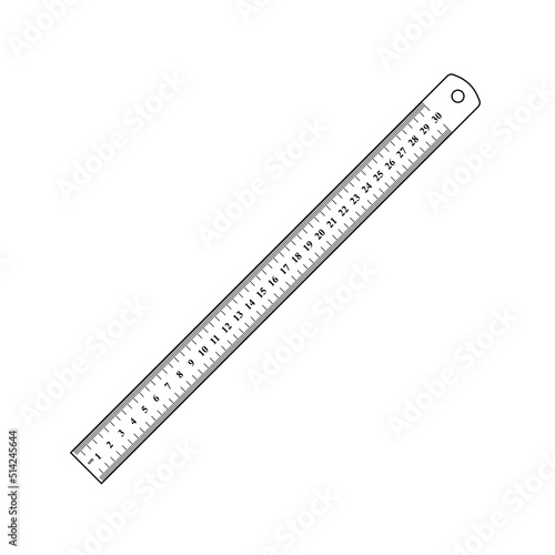 Ruler Outline Icon Illustration on White Background