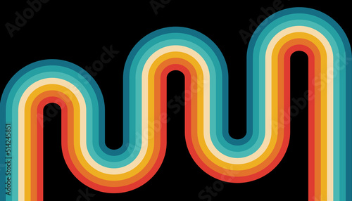 Retro style wave line lines 70s background. Vector illustration.