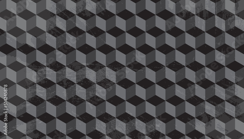 Black cube pattern background. Grunge style concept. Vector illustration.