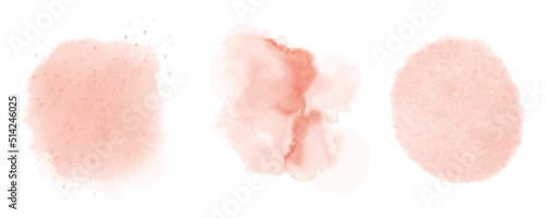 Salmon pink splash watercolor set. Eps 10.