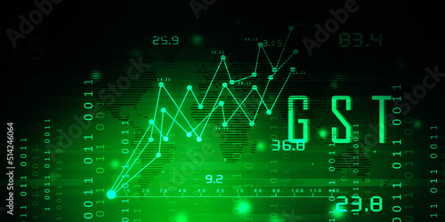 2d rendering Stock market online business concept. business Graph with GST
