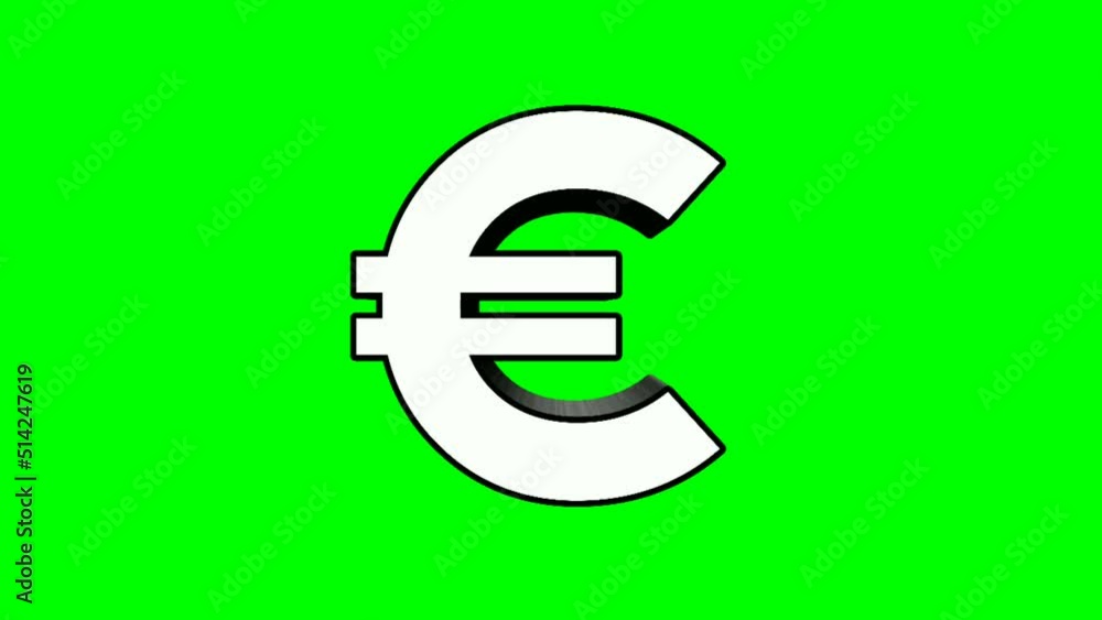 Flat cartoon uero sign animation on green screen Europe money currency symbol .4K for business concept Flat cartoon uero sign animation on green screen Europe money currency symbol .4K for business concept