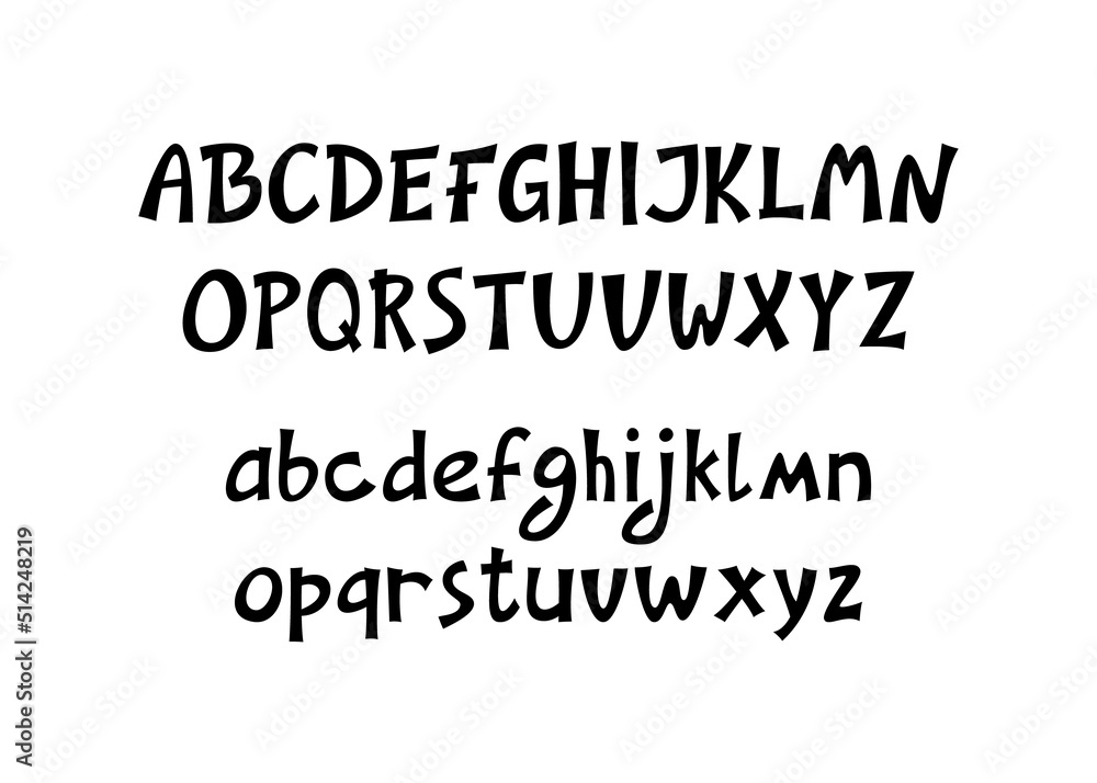 Cartoon hand-drawn alphabet and numbers isolated on white background Cartoon hand-drawn alphabet and numbers isolated on white background