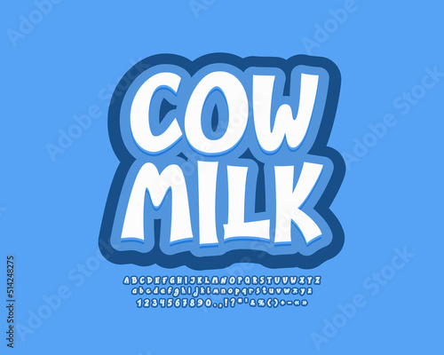 Food sticker Cow Milk with white letters on blue background