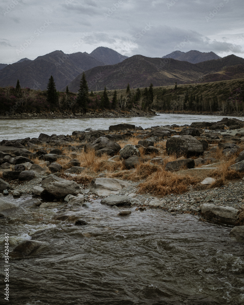 Republic Altai mountains and river