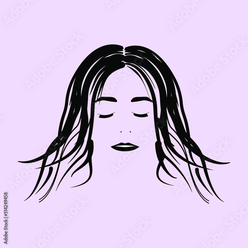 the contour of the girl's face is one black color