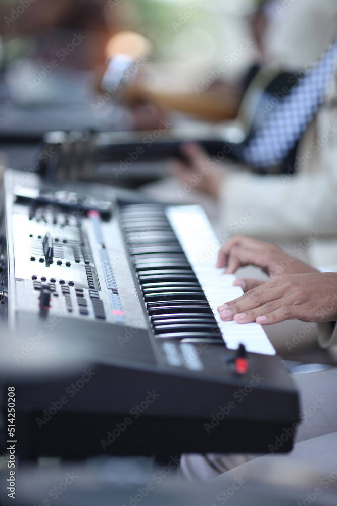 Human hand on the piano keyboard Human hand on the piano keyboard