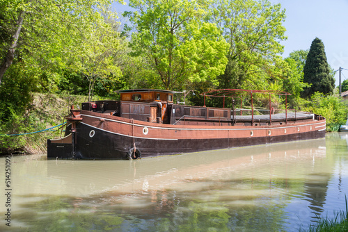 boat in the canal du midi  south of france  europe. 