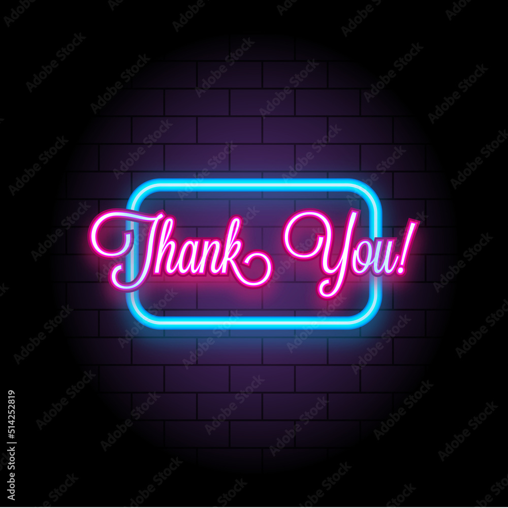 Thank You sign neon on a dark background