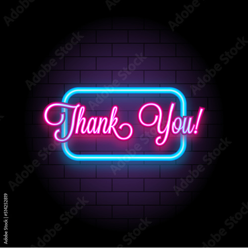 Thank You sign neon on a dark background