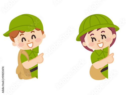 紹介　顔出し　笑顔の探検隊の子供