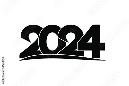 2024 number on white background. 2024 logo text design. Vector illustration for website, social media, commercial, poster, calendar , banner or greeting card for Happy new year.