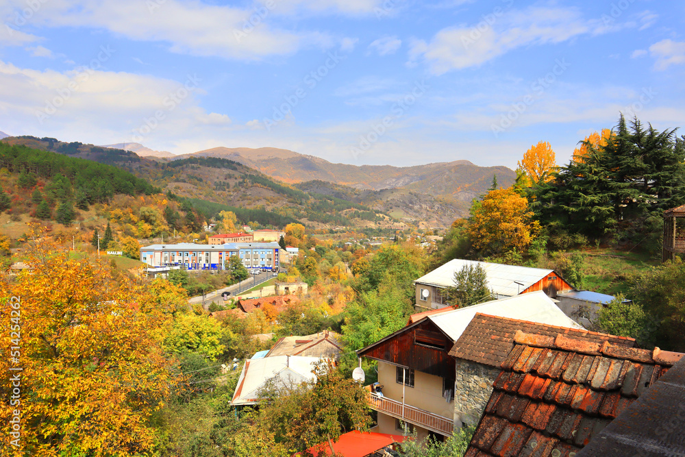 Panorama Dilijan city in autumn day, Armenia