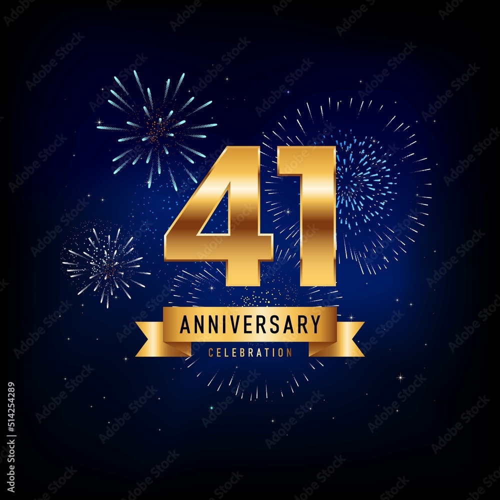 Naklejka premium 41 Years Anniversary Celebration, Vector Design Illustration Template