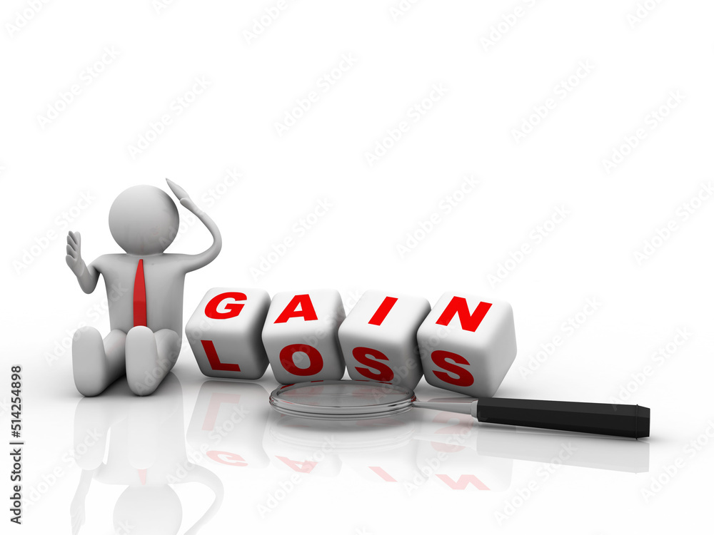 3D rendering Loss and Gain crossword near business man
3D rendering Loss and Gain crossword near business man