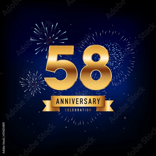 58 Years Anniversary Celebration, Vector Design Illustration Template