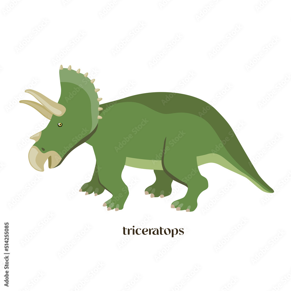 Hand drawn cartoon Dinosaur Triceratops