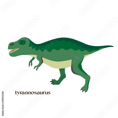 Hand drawn green cartoon Dinosaur T-rex