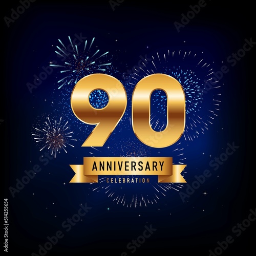 90 Years Anniversary Celebration, Vector Design Illustration Template