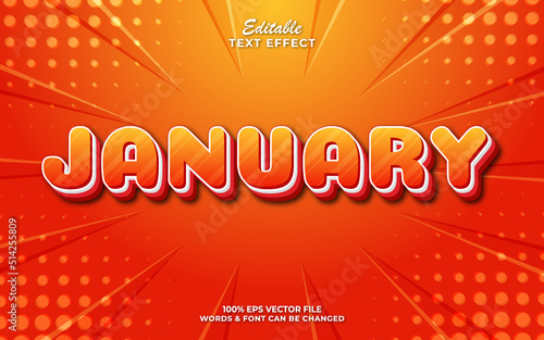 January editable text effects style