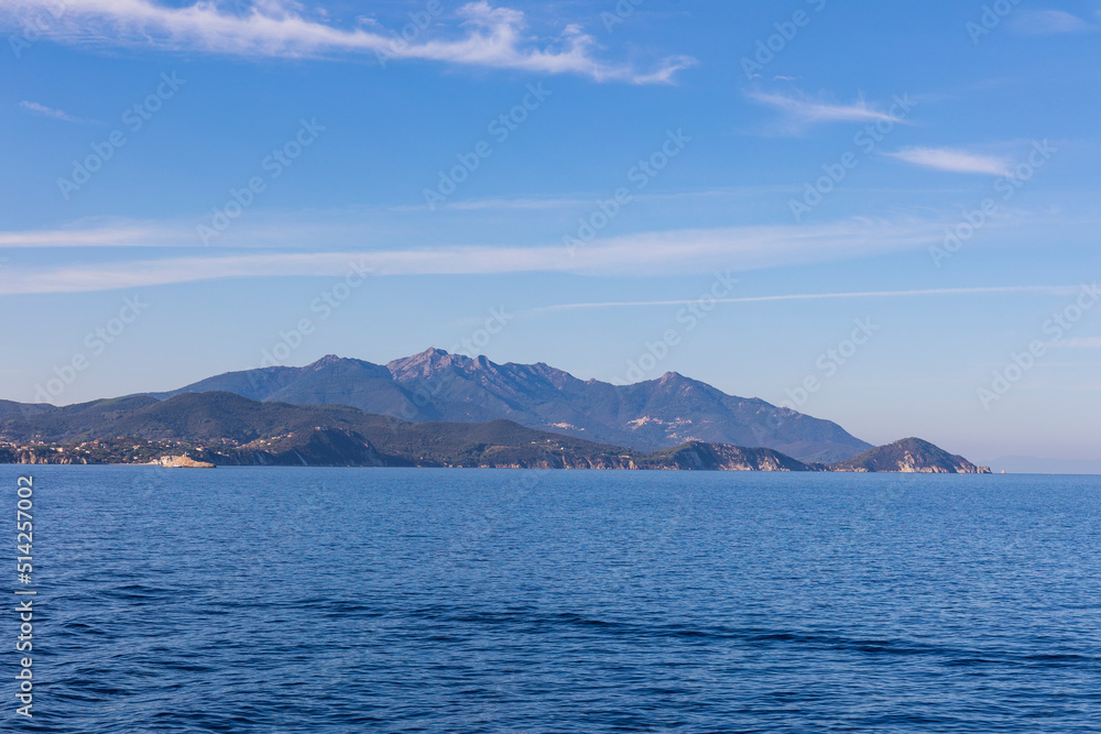 The main town Portoferraio of the island Elba in the Italian Tuscany seen from the sea side