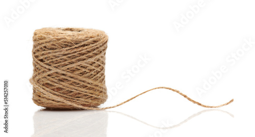 a skein of rough threads on a white background is an isolated object