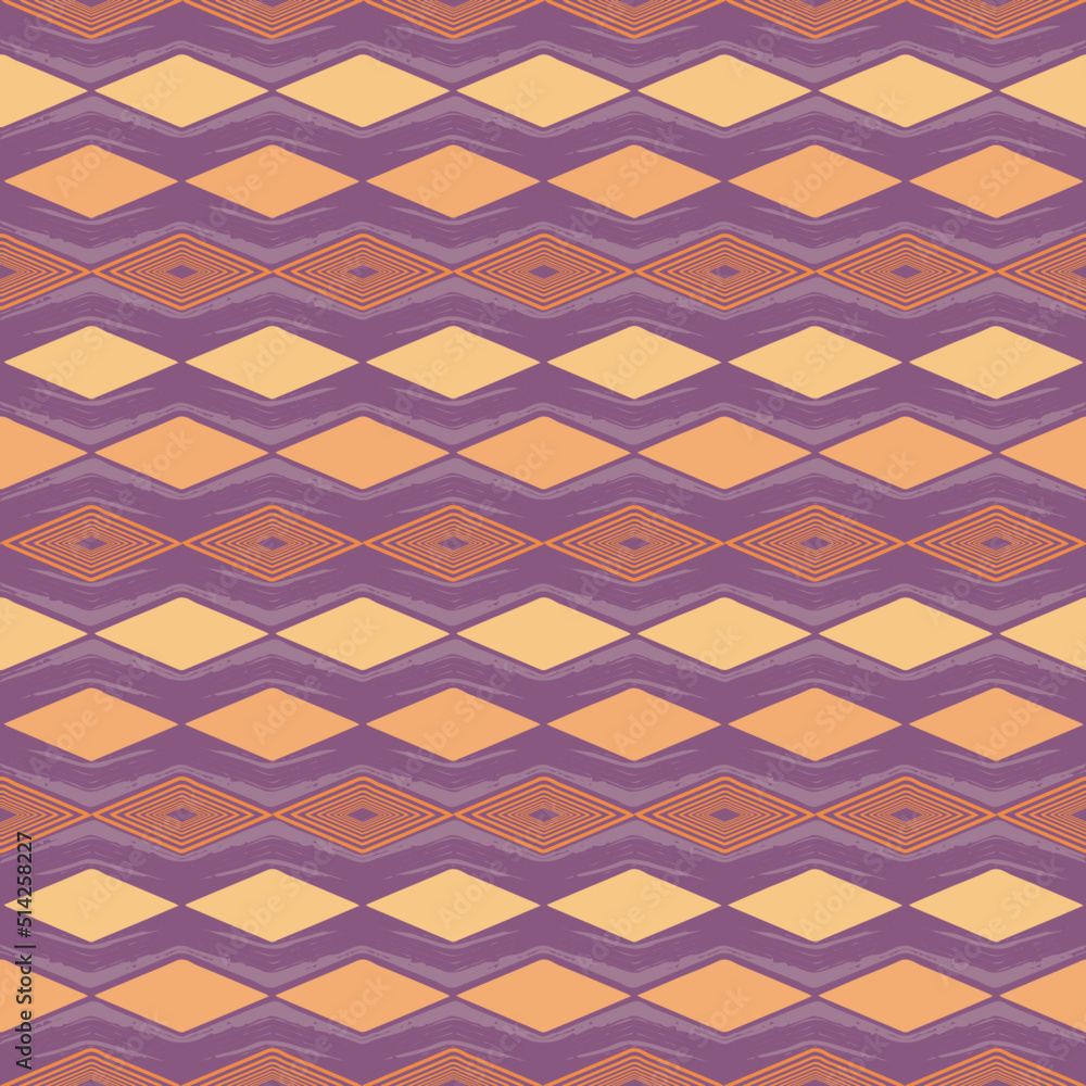 geometric seamless pattern with diamonds and waves in a sunrise palette geometric seamless pattern with diamonds and waves in a sunrise palette